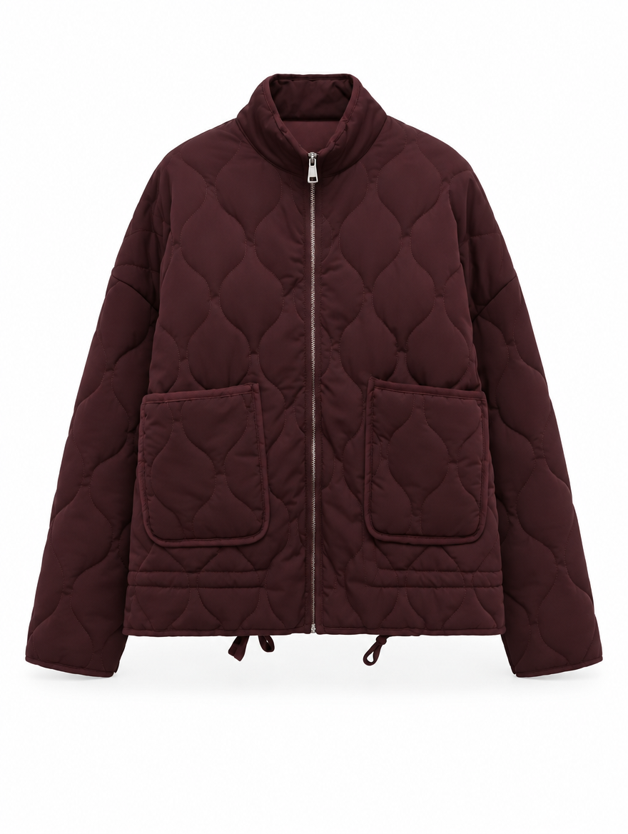 High-Collar Quilted Padded Coat