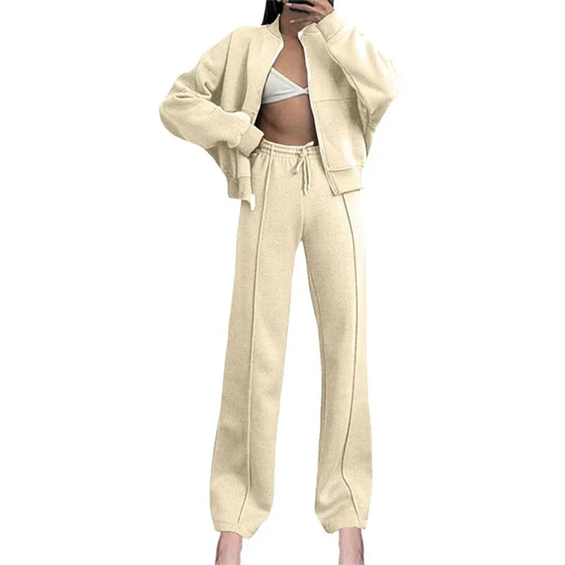 Women’s Zip-Up Long Sleeve Sweat Jacket & Drawstring Jogger Set
