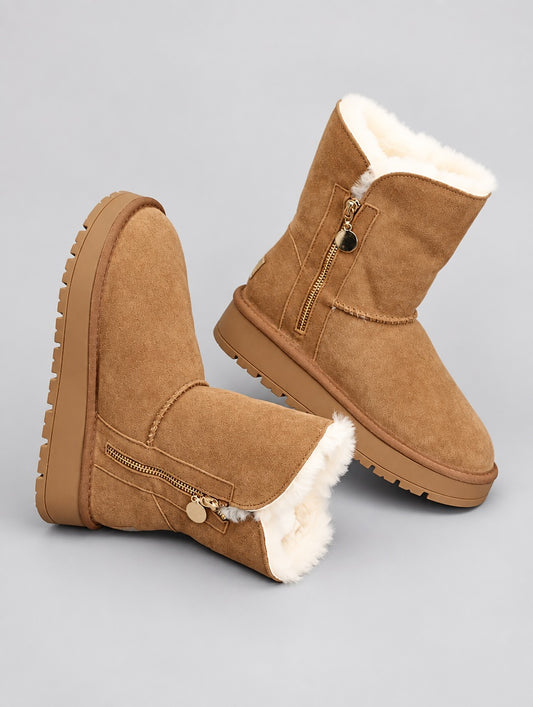 Fleece-Lined Thick-Sole Mid-Calf Boots