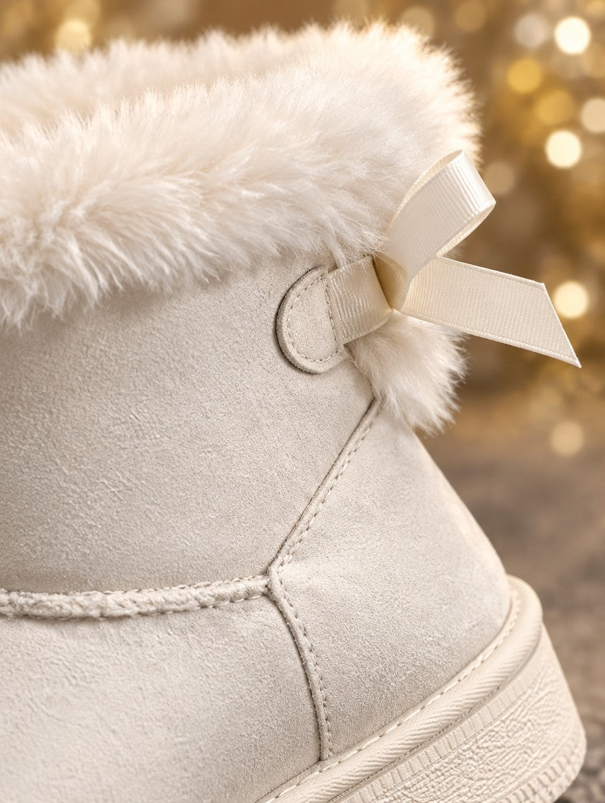 Elegant Bow Flat Snow Boots