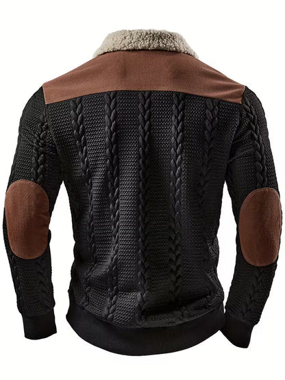 Men’s Textured Zip Collar Jacquard Sweater