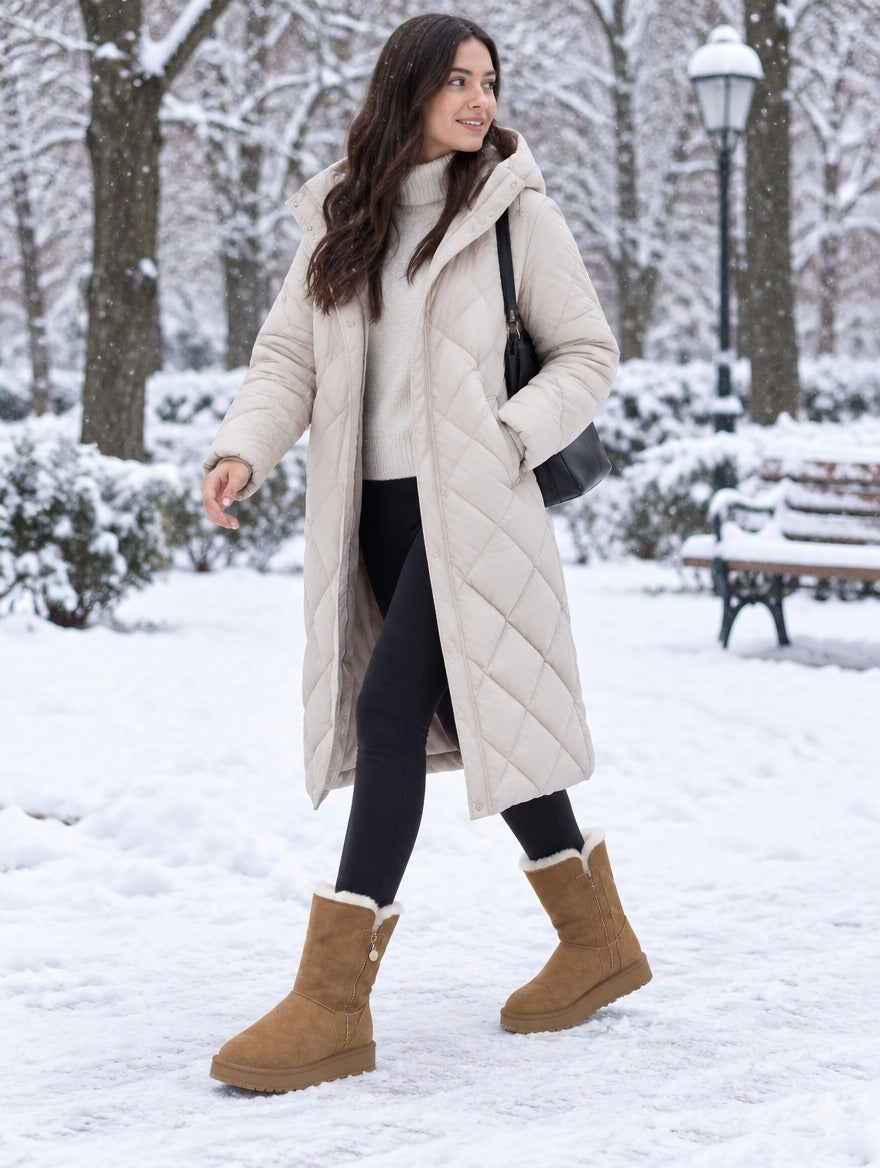 Fleece-Lined Thick-Sole Mid-Calf Boots