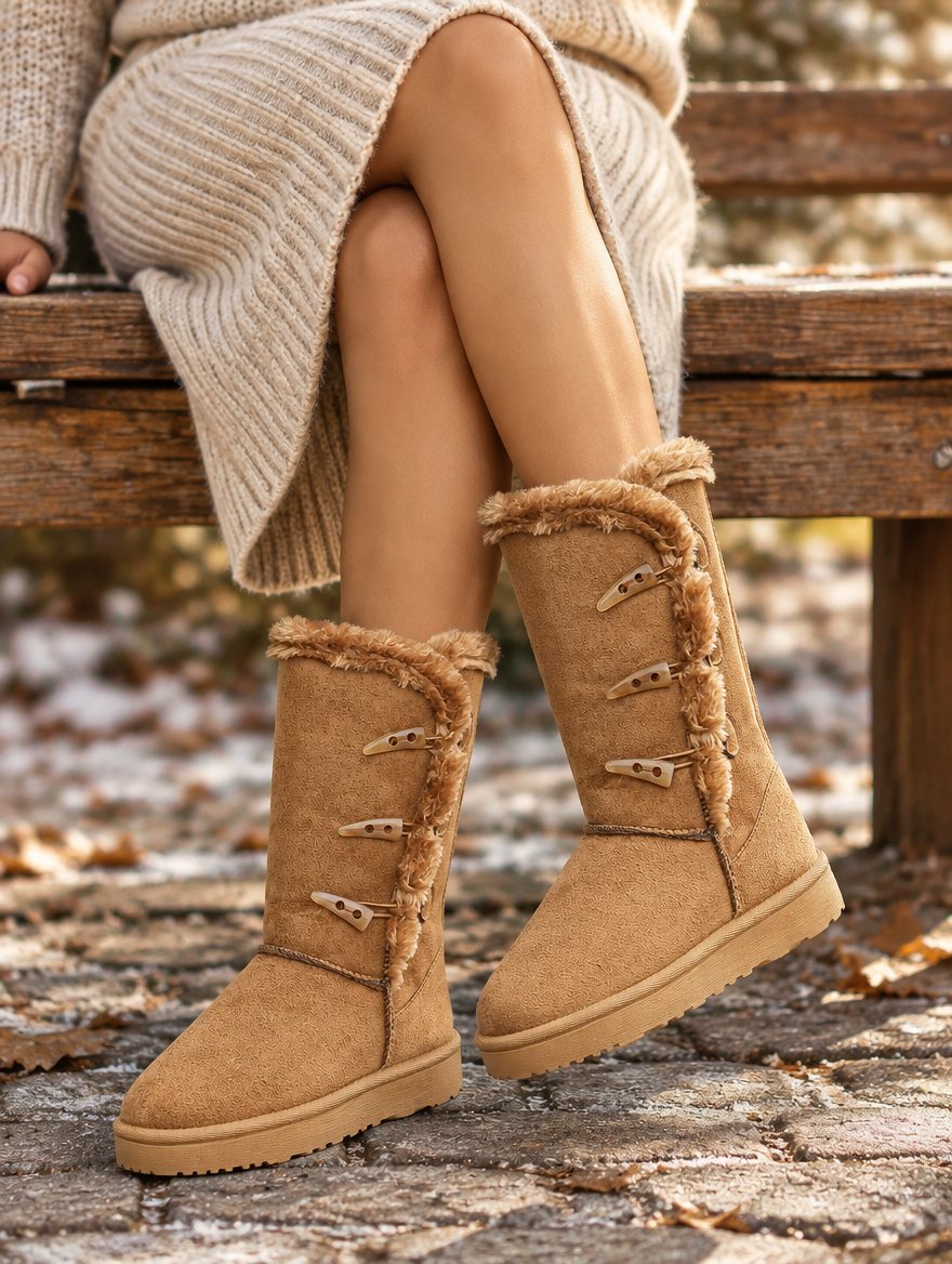Cosy Button Mid-Calf Winter Boots
