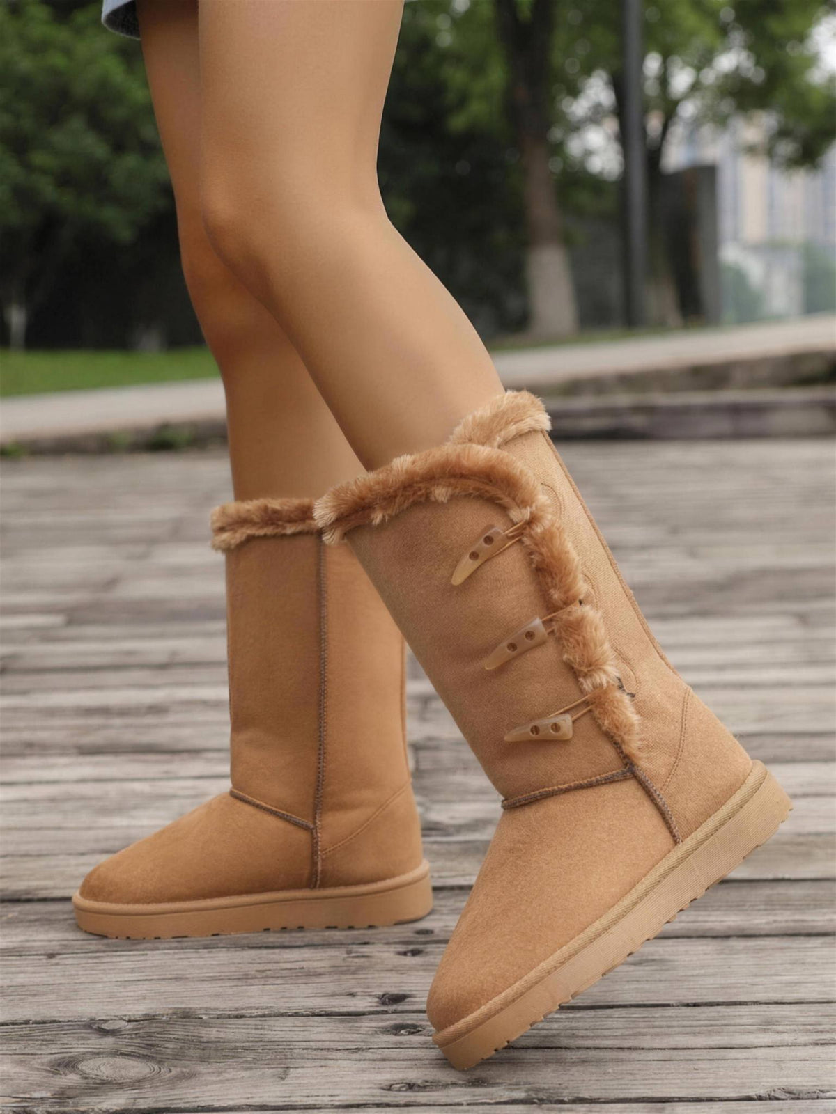 Cosy Button Mid-Calf Winter Boots
