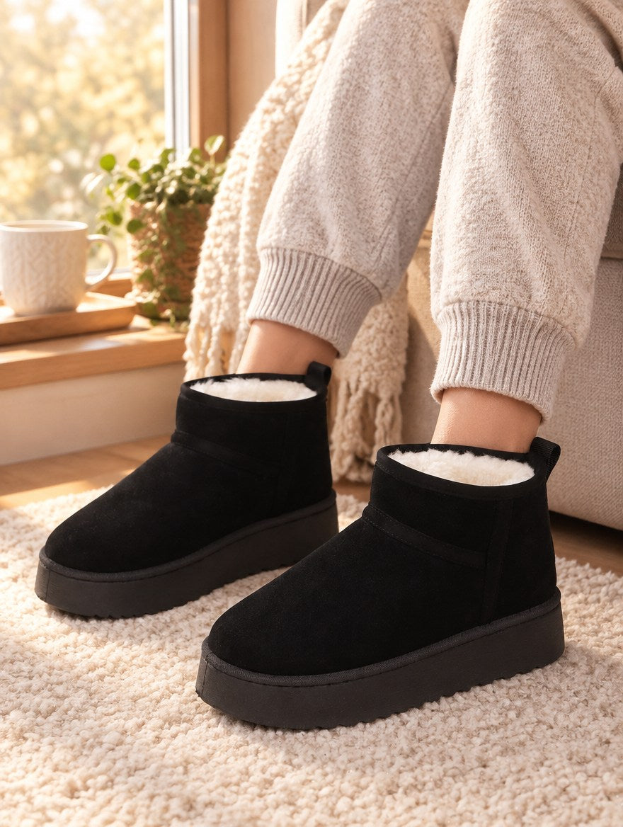 Plush Wool Low-Cut Winter Boots