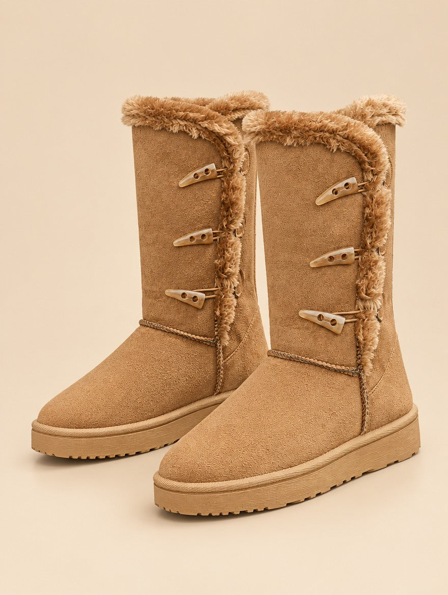 Cosy Button Mid-Calf Winter Boots
