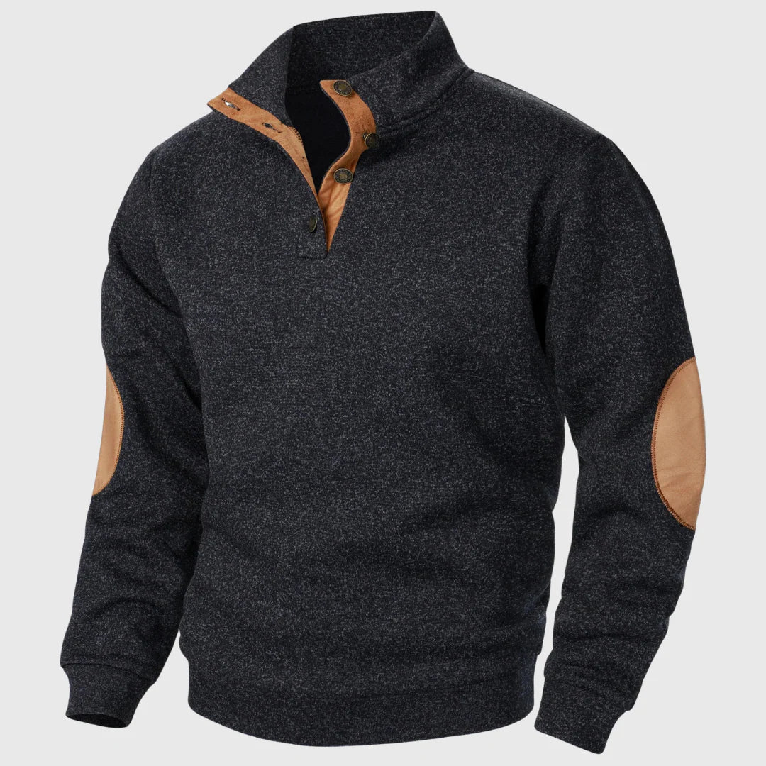 Modern Knit Button-Collar Sweater