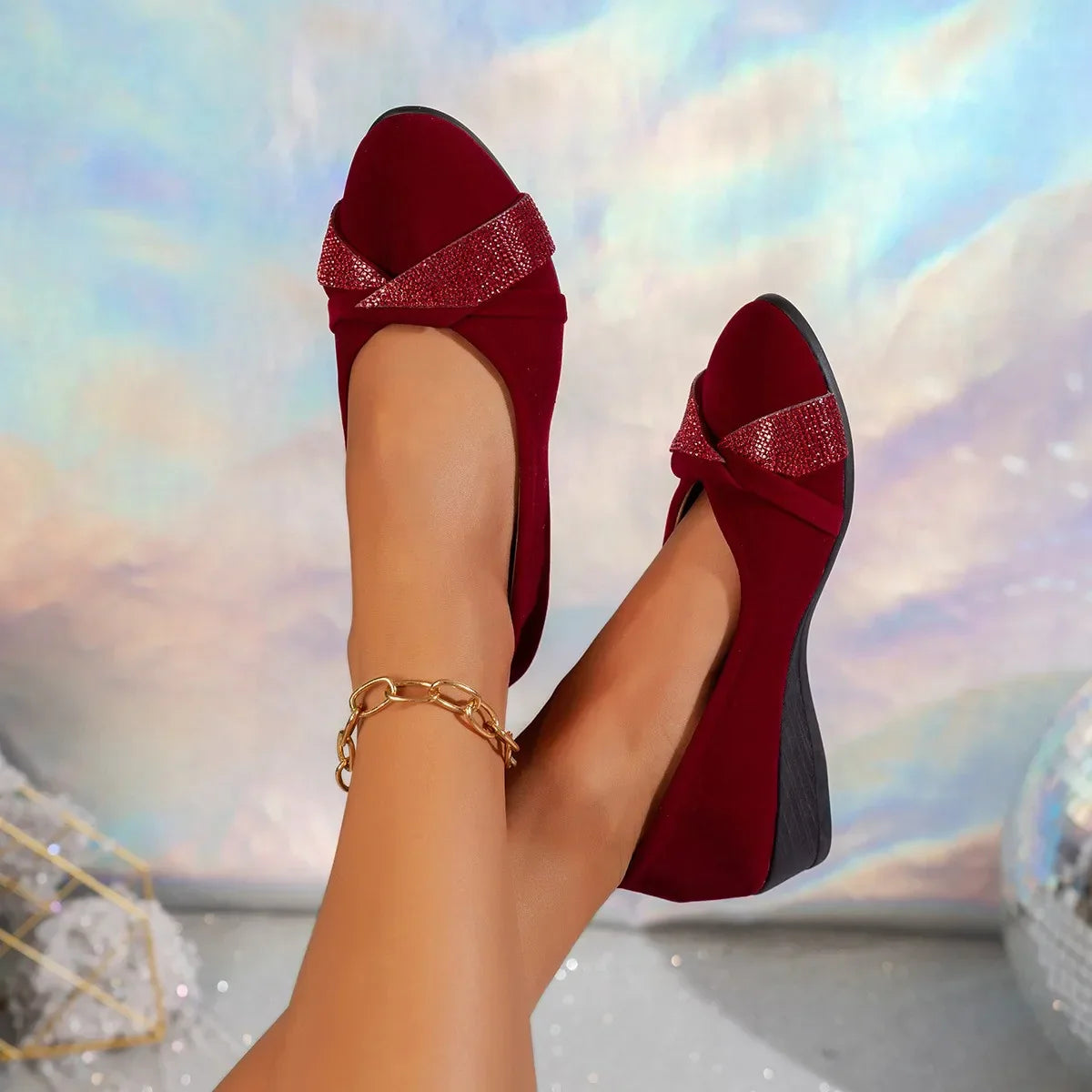 Women's Lightweight Rhinestone Orthopaedic Wedge Shoes