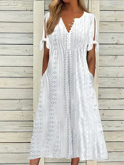 🌸 Broderie Elegance Midi Dress