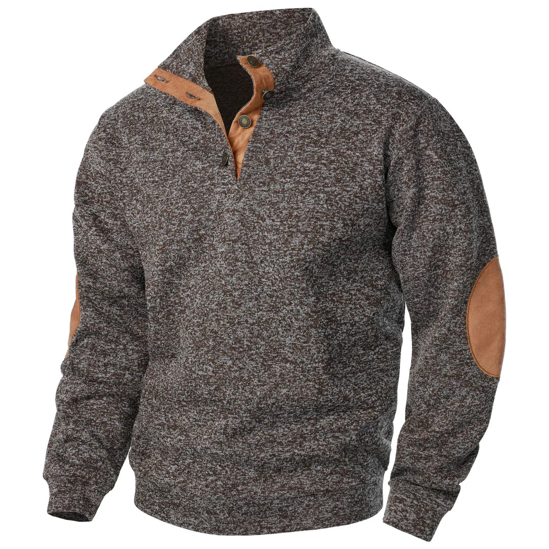Modern Knit Button-Collar Sweater