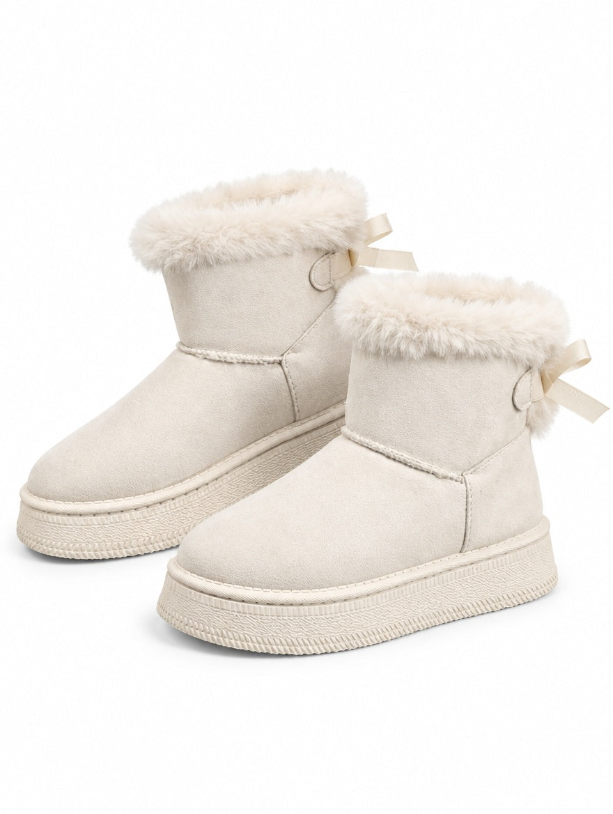 Elegant Bow Flat Snow Boots