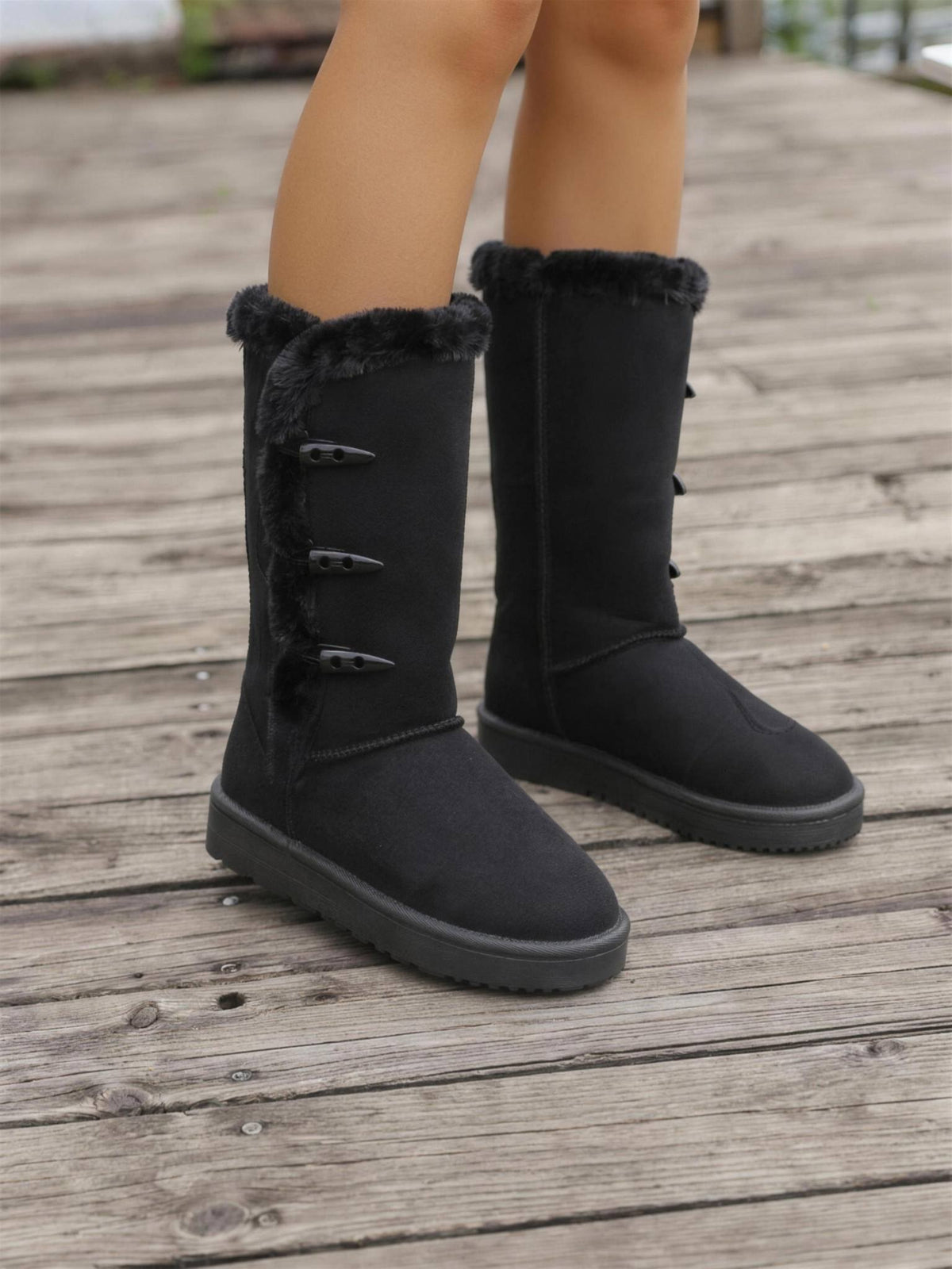 Cosy Button Mid-Calf Winter Boots