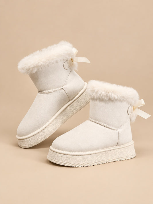 Elegant Bow Flat Snow Boots