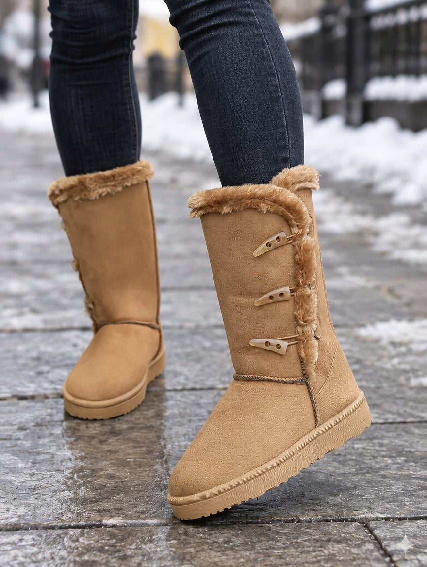 Cosy Button Mid-Calf Winter Boots