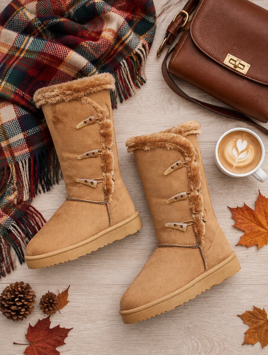 Cosy Button Mid-Calf Winter Boots