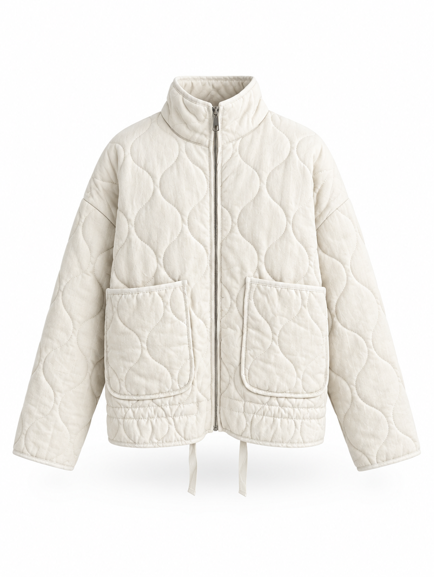 High-Collar Quilted Padded Coat