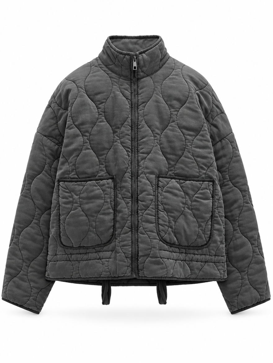 High-Collar Quilted Padded Coat