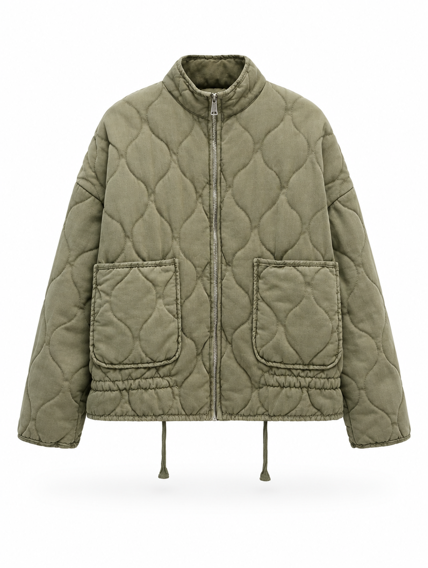 High-Collar Quilted Padded Coat
