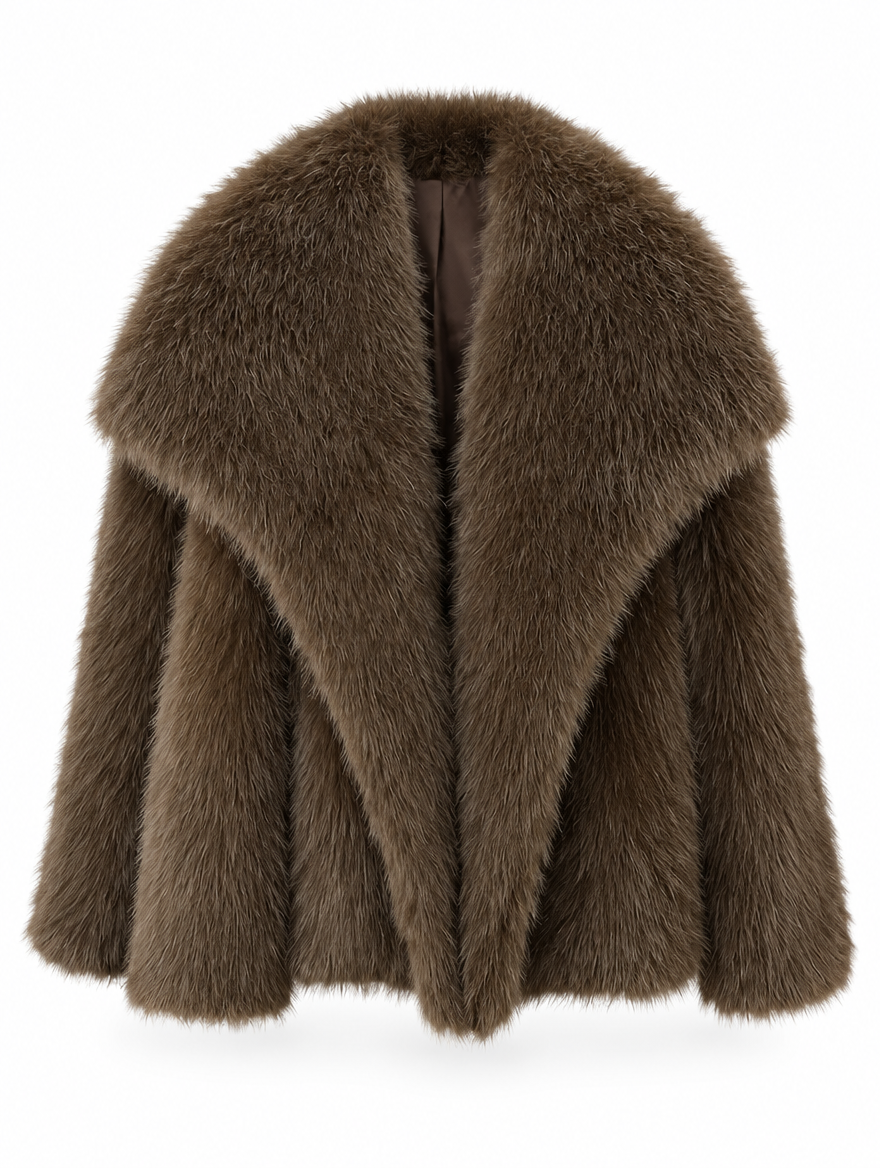 Cropped Plush Faux Fur Coat