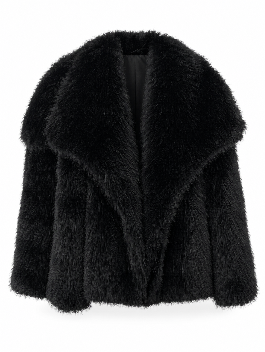 Cropped Plush Faux Fur Coat