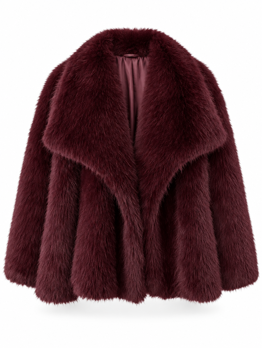 Cropped Plush Faux Fur Coat