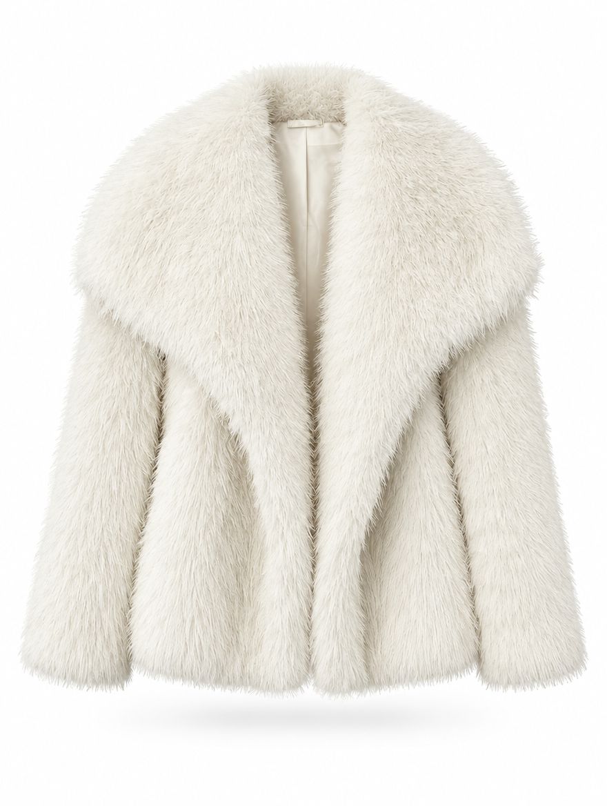 Cropped Plush Faux Fur Coat