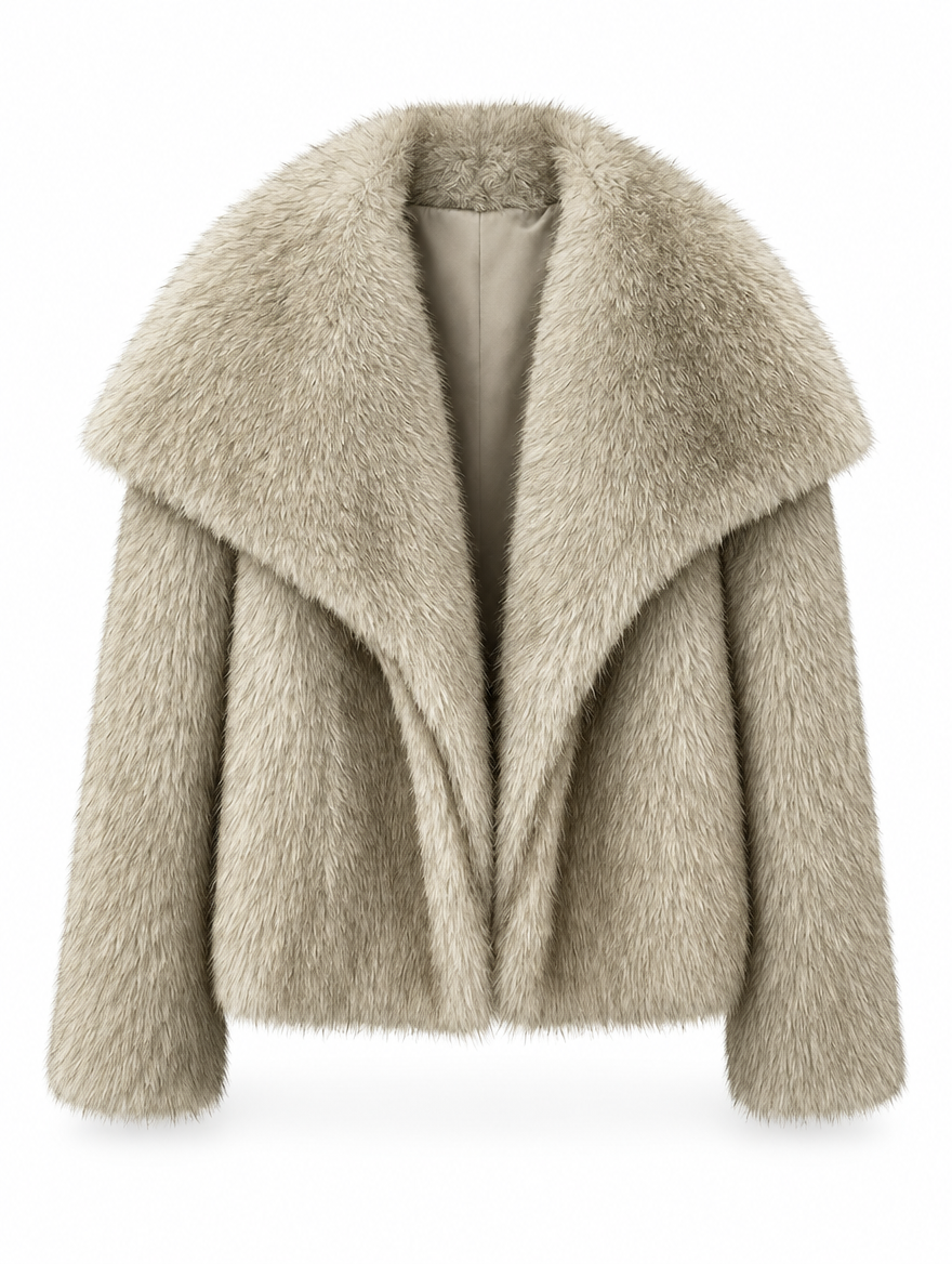 Cropped Plush Faux Fur Coat