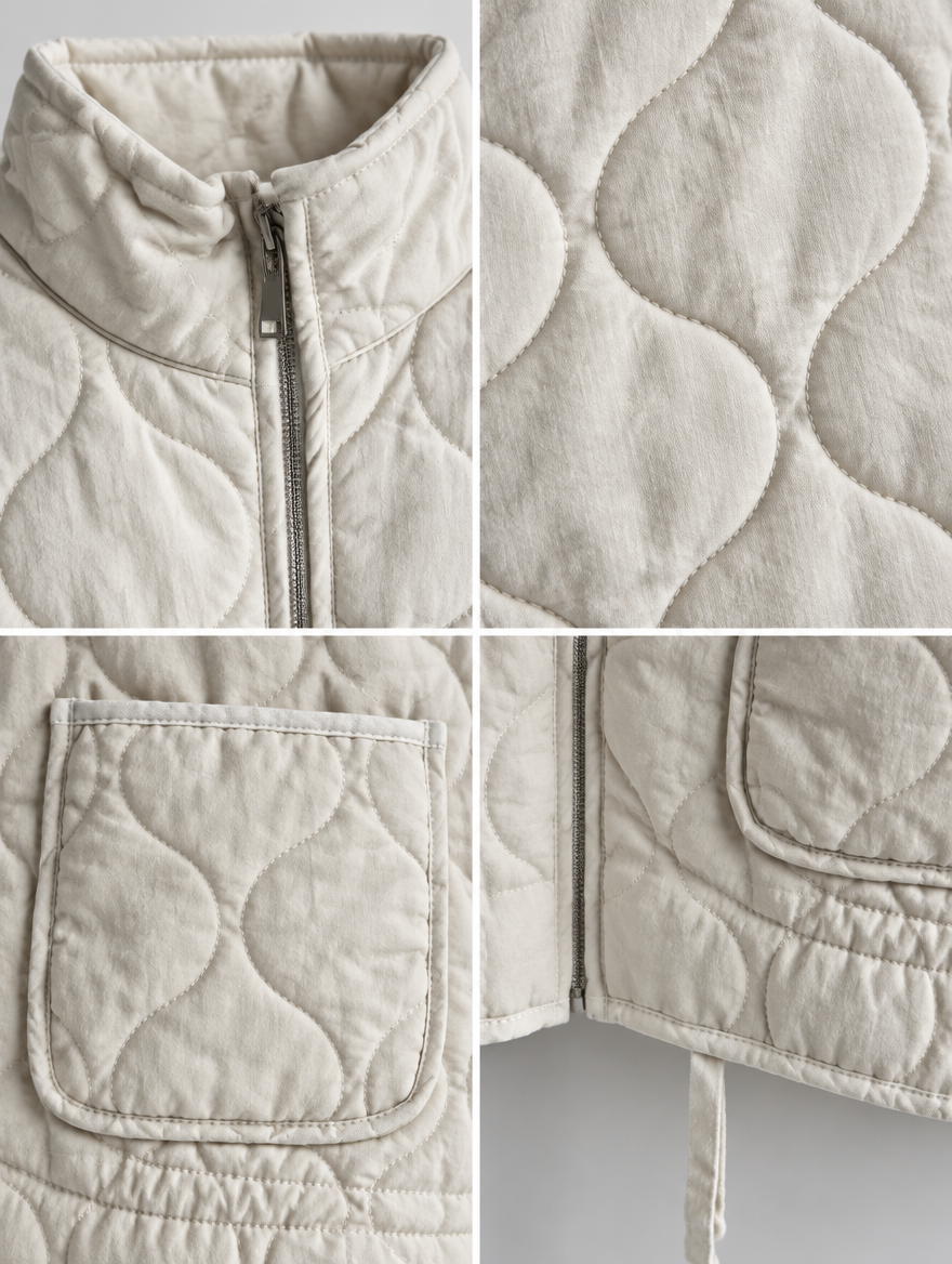 High-Collar Quilted Padded Coat