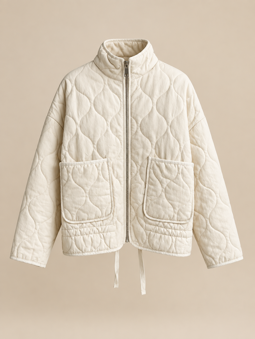 High-Collar Quilted Padded Coat