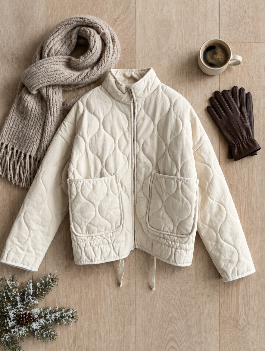 High-Collar Quilted Padded Coat