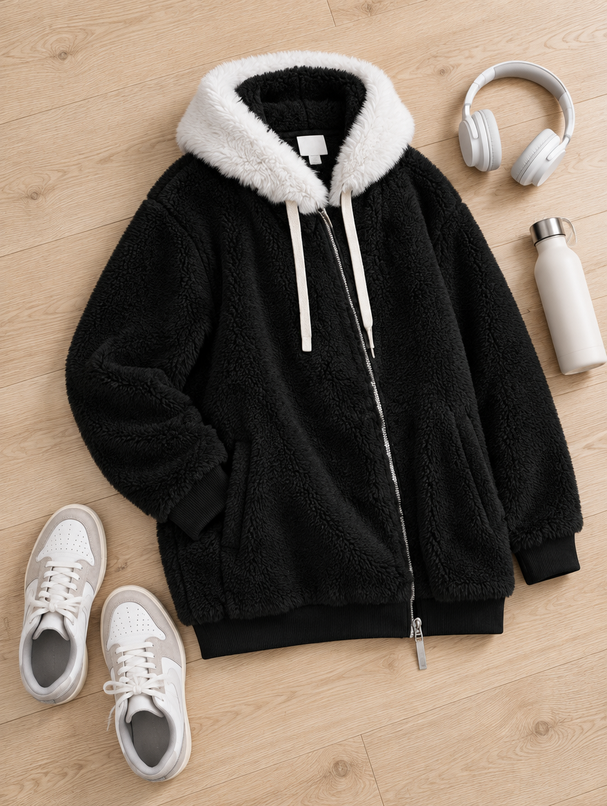 Soft Fleece Hooded Zip Jacket