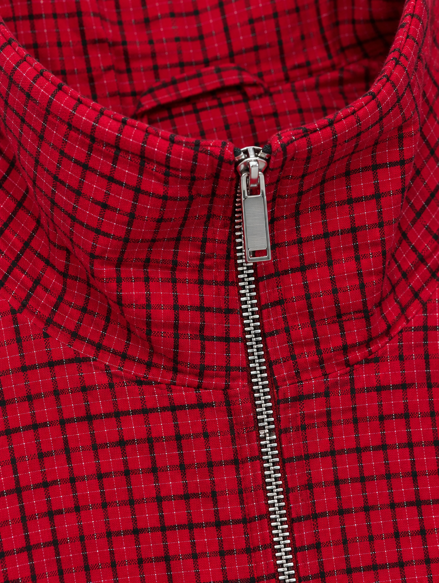 Plaid Cropped Bomber Jacket