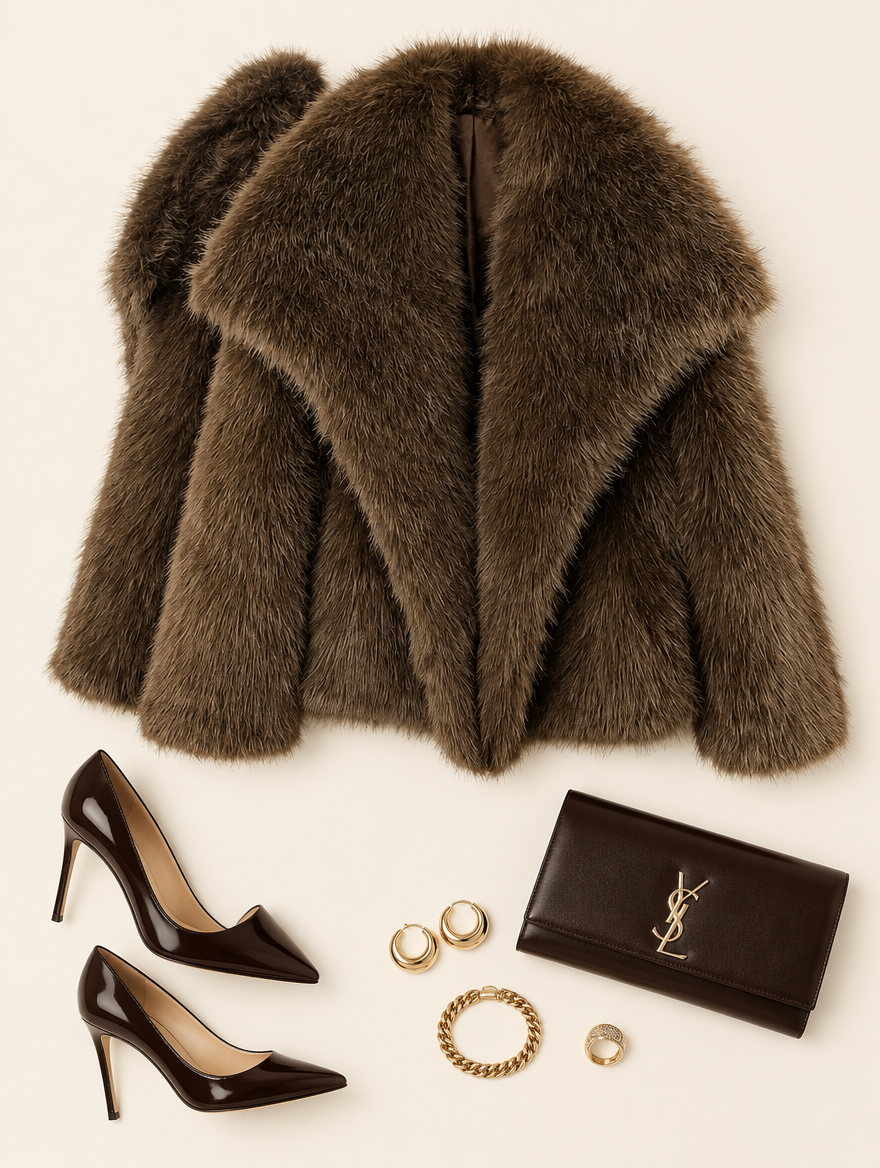 Cropped Plush Faux Fur Coat