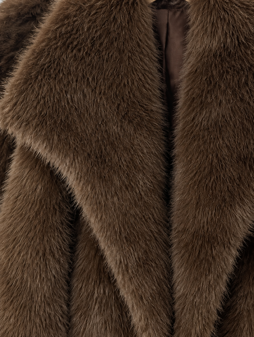 Cropped Plush Faux Fur Coat