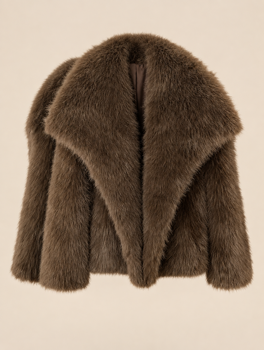 Cropped Plush Faux Fur Coat