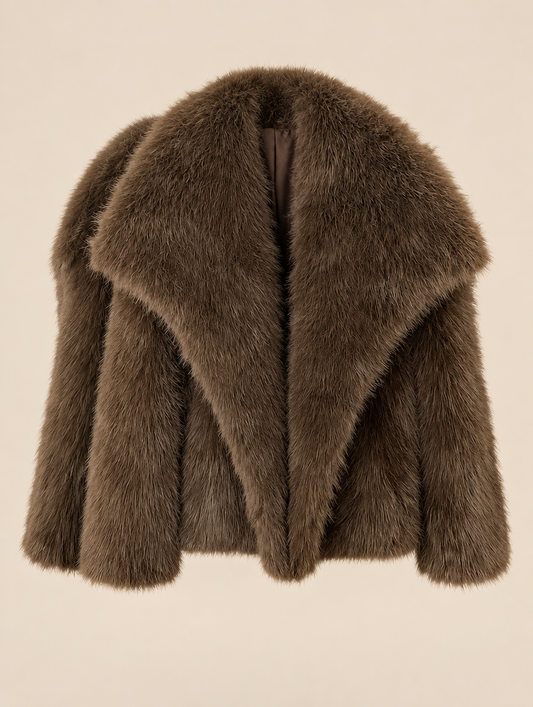 Cropped Plush Faux Fur Coat