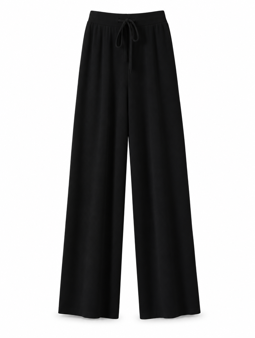 Belted Knit Wide-Leg Trousers