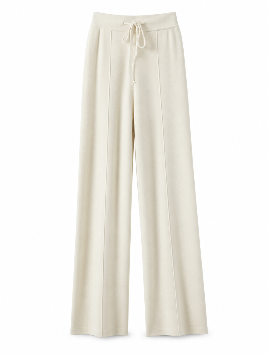 Belted Knit Wide-Leg Trousers