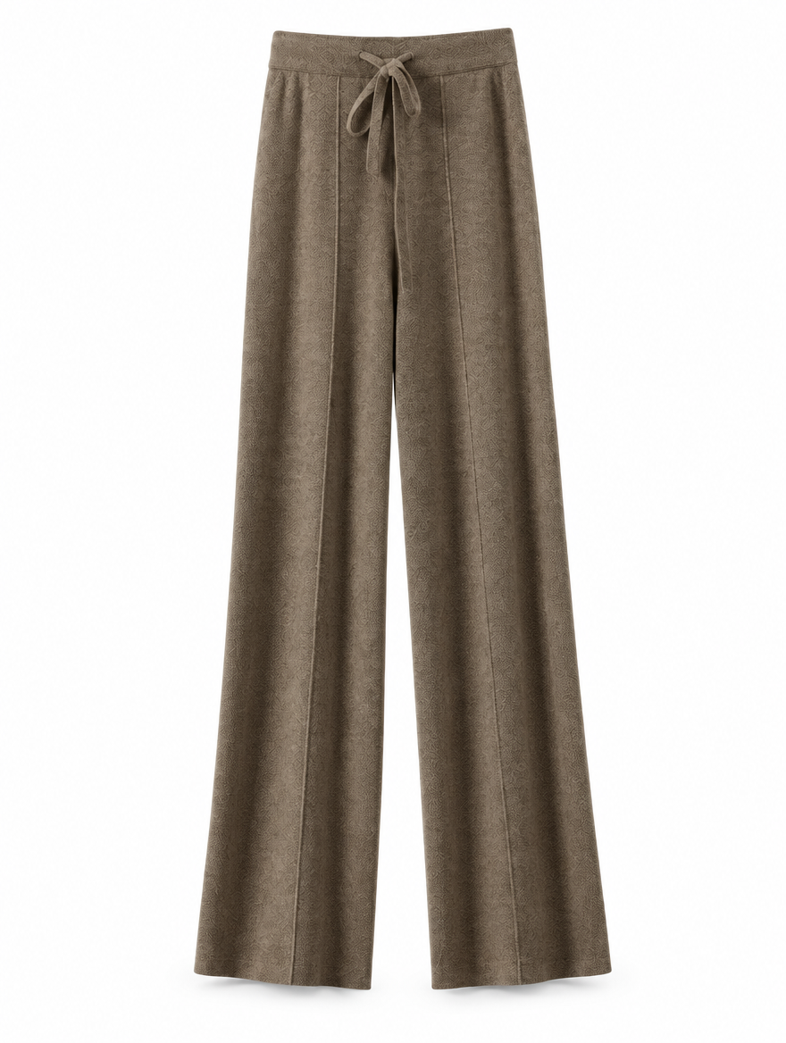 Belted Knit Wide-Leg Trousers