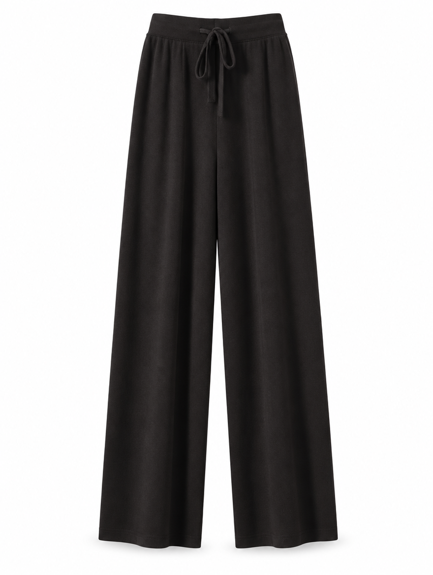 Belted Knit Wide-Leg Trousers