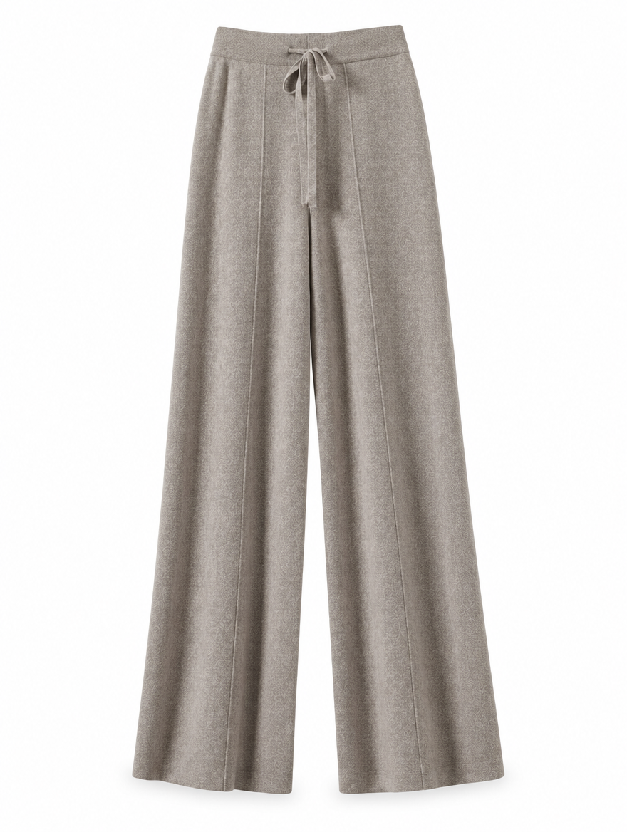 Belted Knit Wide-Leg Trousers