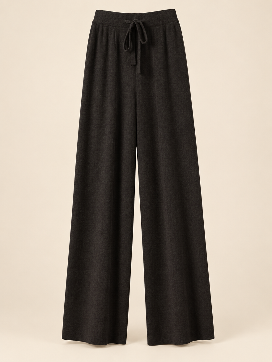 Belted Knit Wide-Leg Trousers