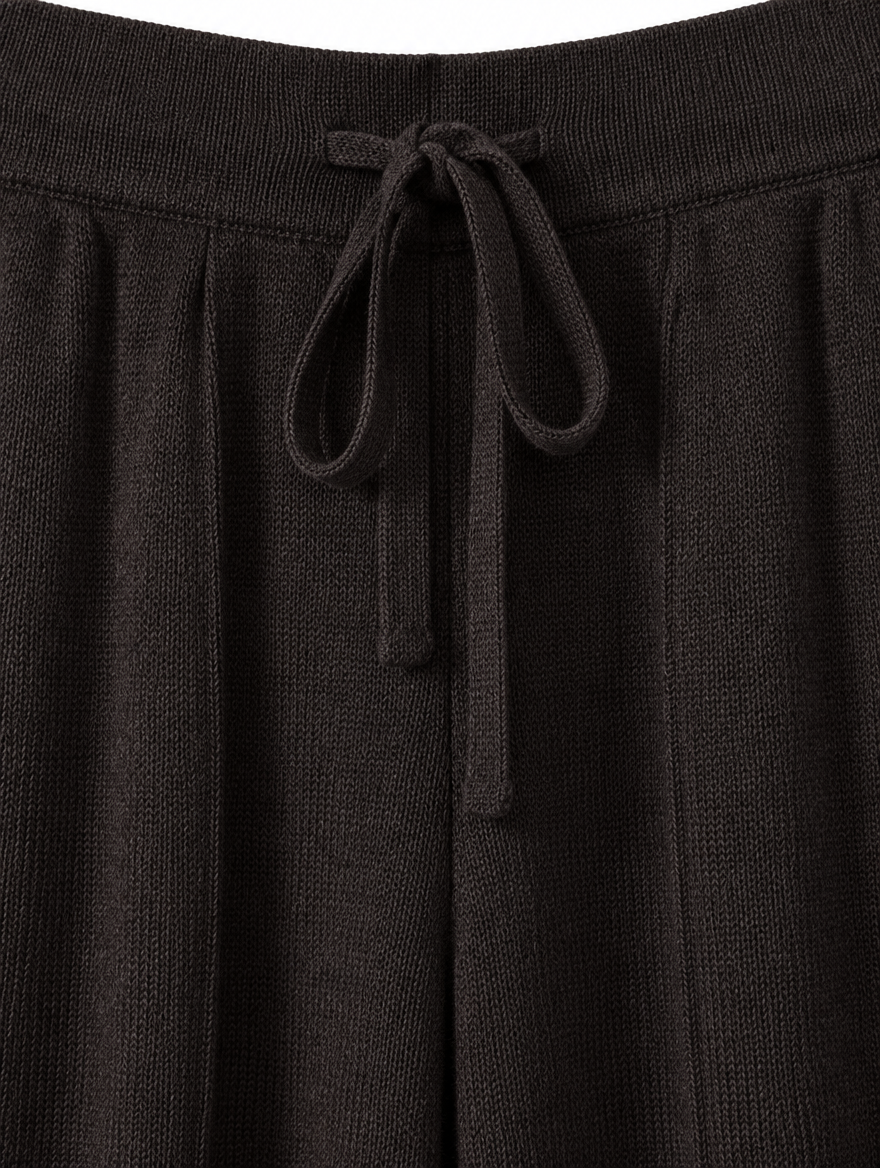 Belted Knit Wide-Leg Trousers