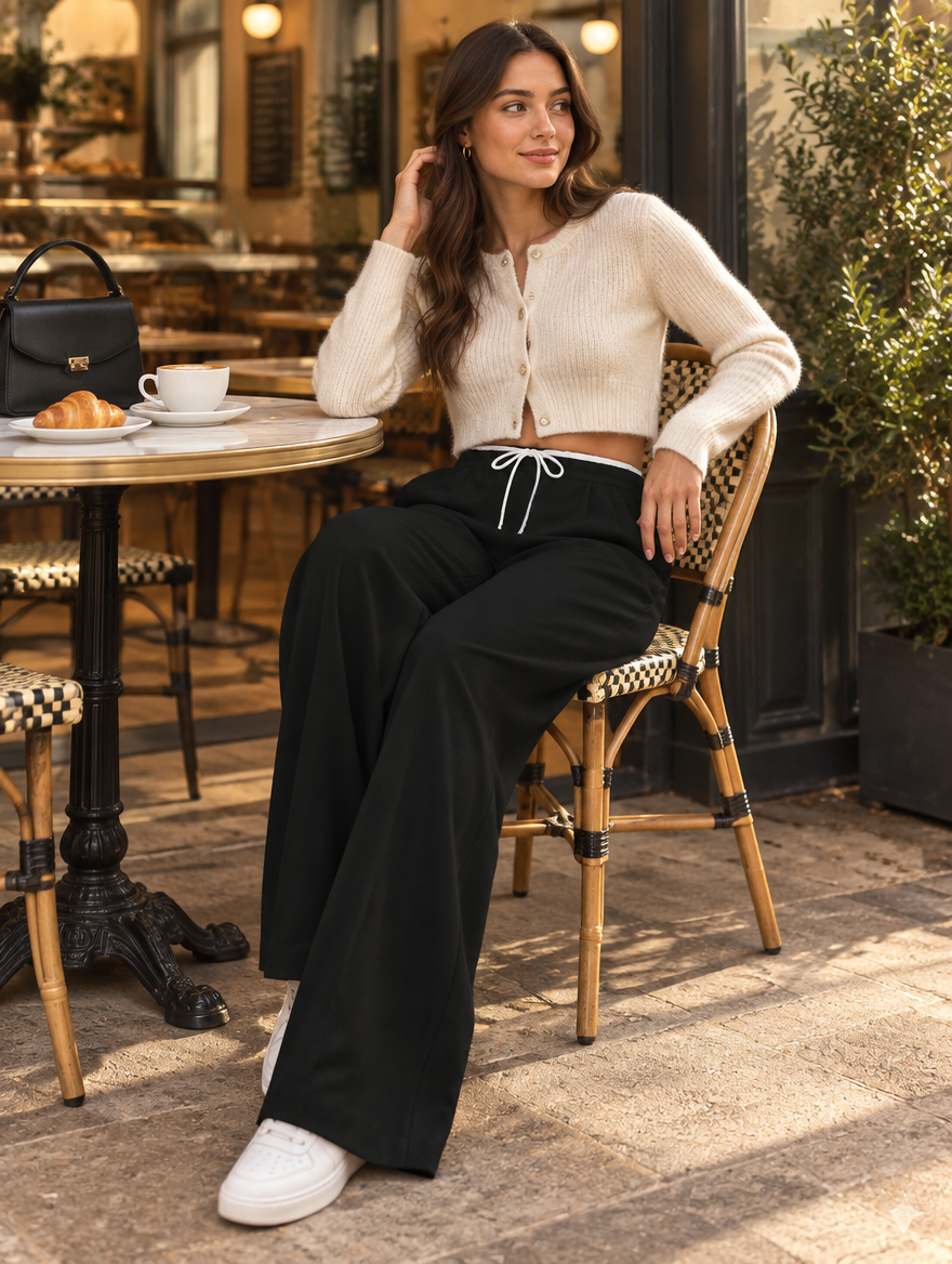 High-Waisted Baggy Wide Pants