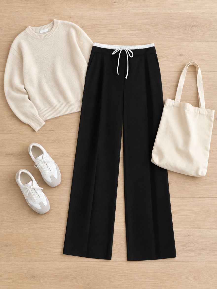 High-Waisted Baggy Wide Pants
