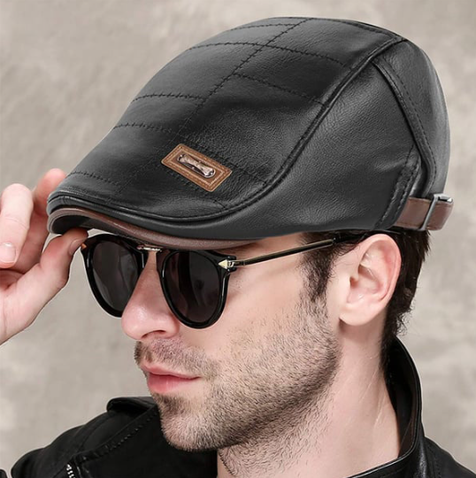 Men’s Vintage Cowhide Leather Beret