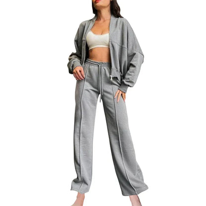 Women’s Zip-Up Long Sleeve Sweat Jacket & Drawstring Jogger Set