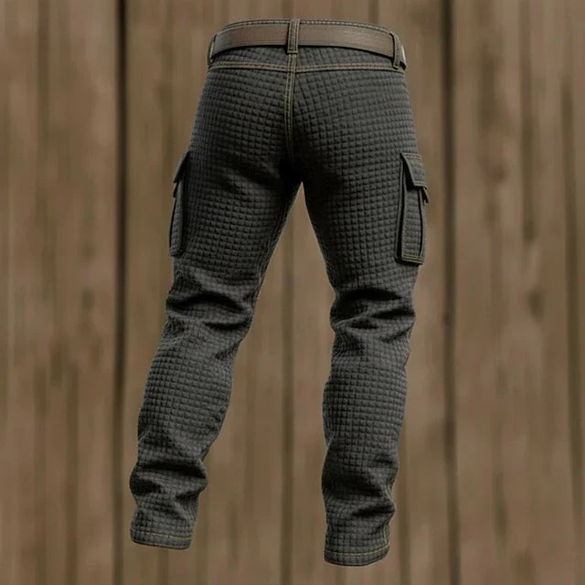 Men’s Waffle-Textured Elastic-Waist Cargo Trousers